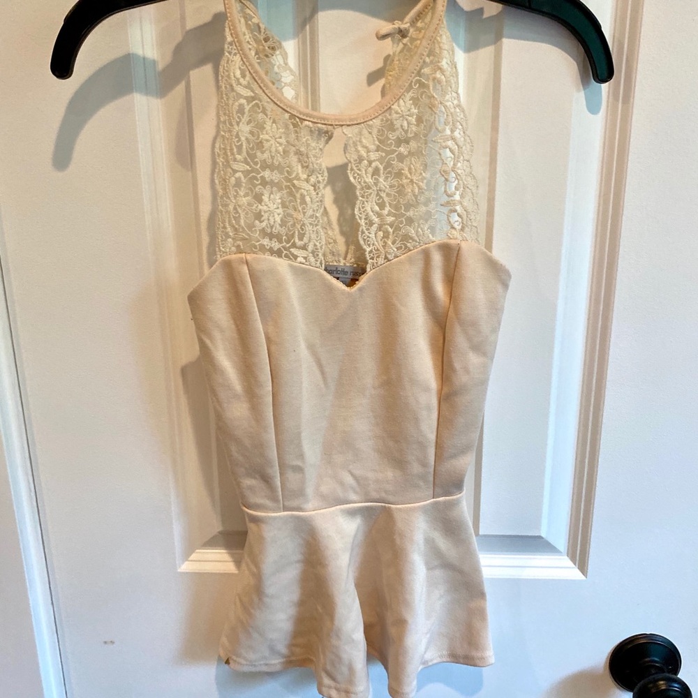 Cream Peplum Top